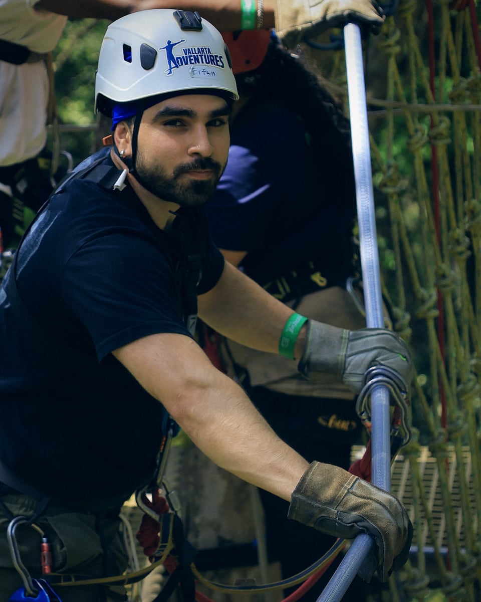 About to launch on a zipline